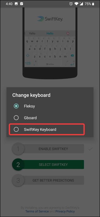 choose swiftkey keyboard