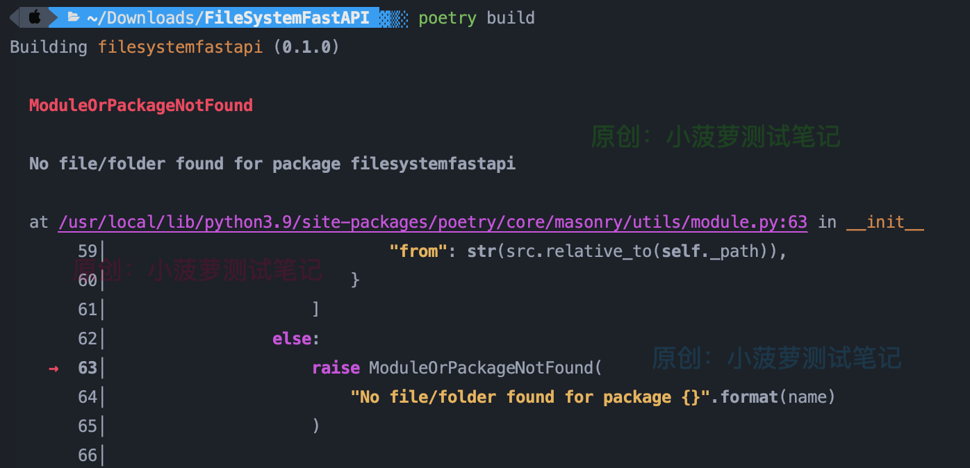python 常见问题 使用 poetry build 打包构建失败,报 moduleorpackagenotfound no file folder found for package