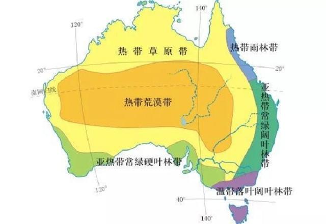 各纬度气候分布图如果澳大利亚大陆南移15个纬度降水分布恐将变成西多