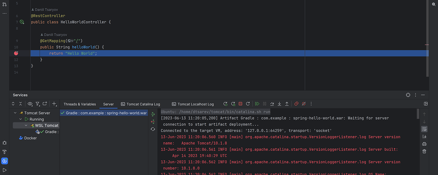 Ejecutar y depurar Tomcat en WSL