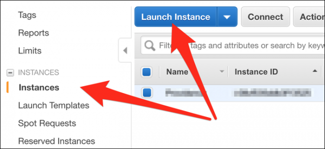 Click "Instances," and then select "Launch Instance."