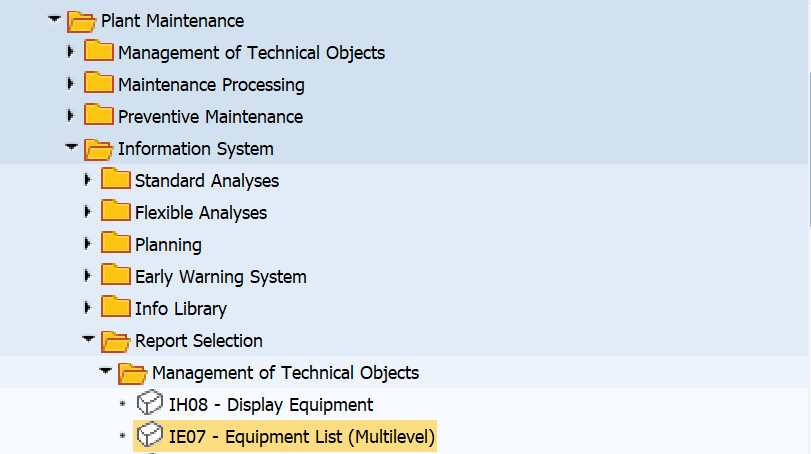 SAP PM Getting Started Series 21-IE07 Equipment List