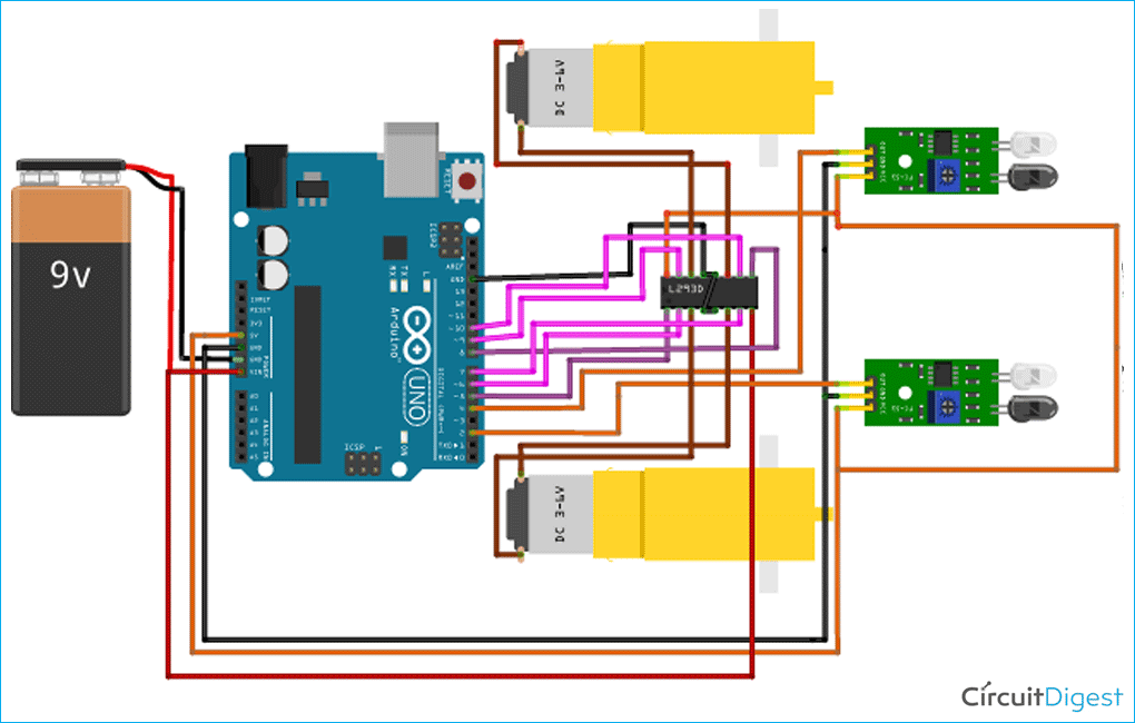 Arduino巡线器机器人电路图