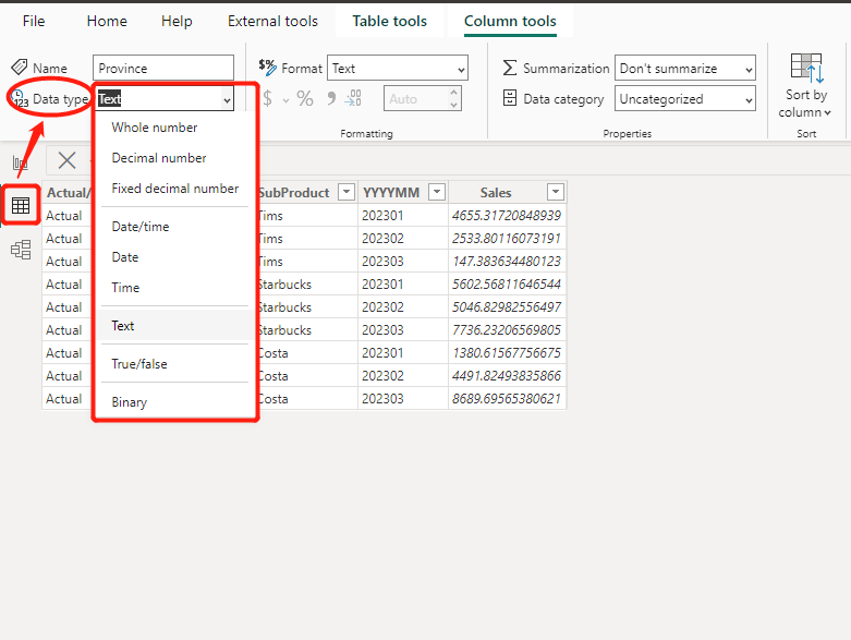 Power BI - 5分钟学习修改数据类型