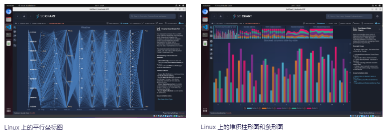 SciCharts 垂直堆叠 YAxis ECG 图表在 Linux 软件上显示