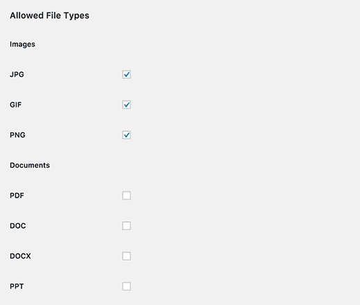 Allowed file types
