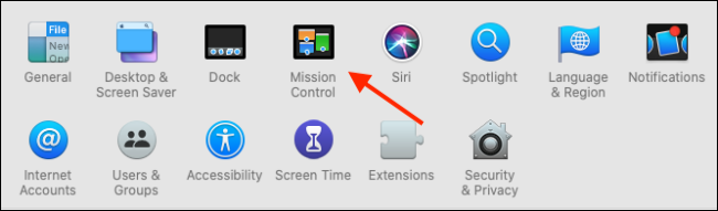 Click on Mission Control from System Preferences