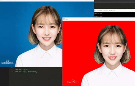 用python把图片换成蓝底_Python给照片换底色(蓝底换红底)