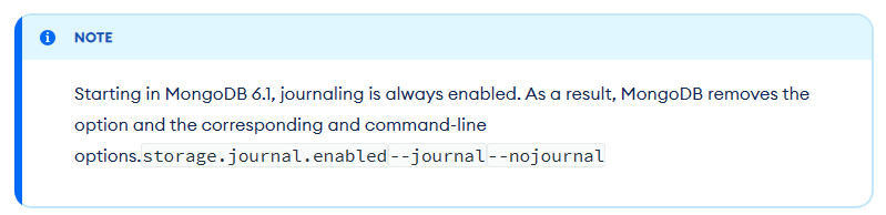 MongoDB 6.1 及以上版本使用配置文件的方式启动报错 Unrecognized option: storage.journal.enabled