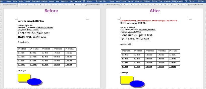 Java：将 RTF 转换为 Word Doc/Docx，反之亦然