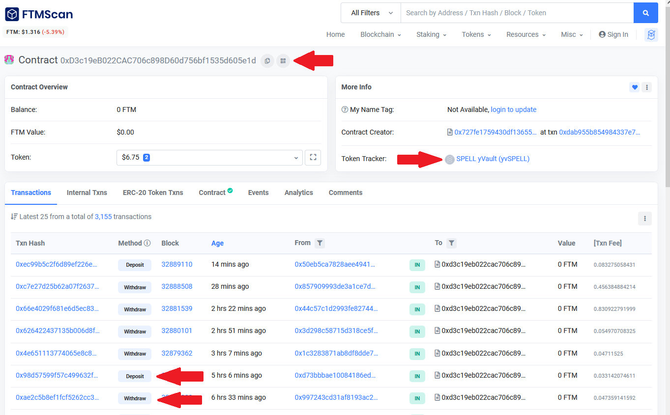 SPELL yVault Contract on FTMScan