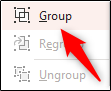 group option in group drop-down menu
