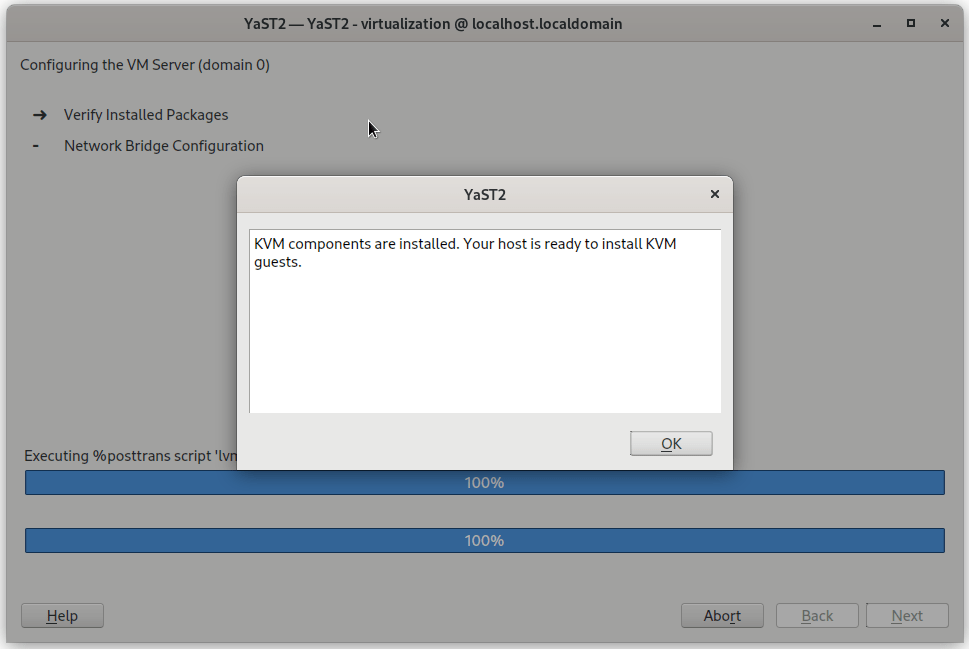 Kvm server and Kvm tools are installed in opensuse