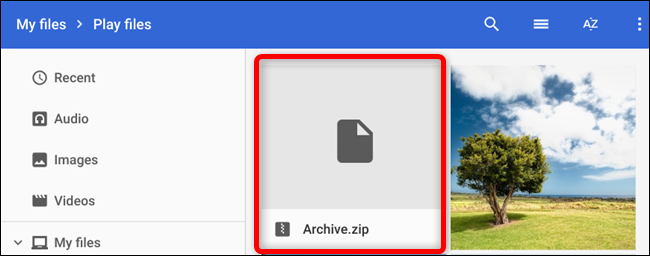 Your zipped file appears in the current folder as Archive.zip