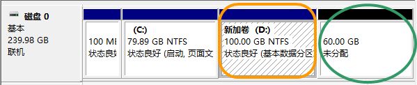  只有C盘的windows系统通过磁盘分区分出D盘