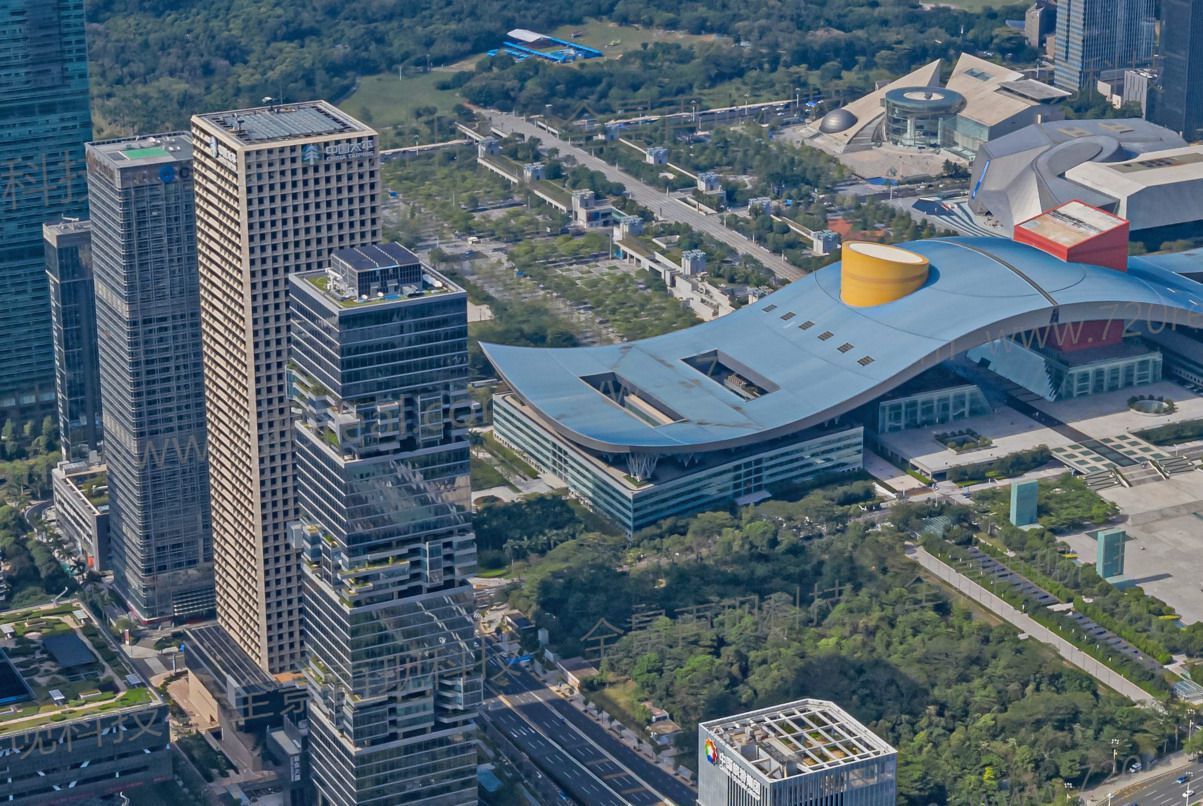 深圳市福田区中心区市民中心航拍全景