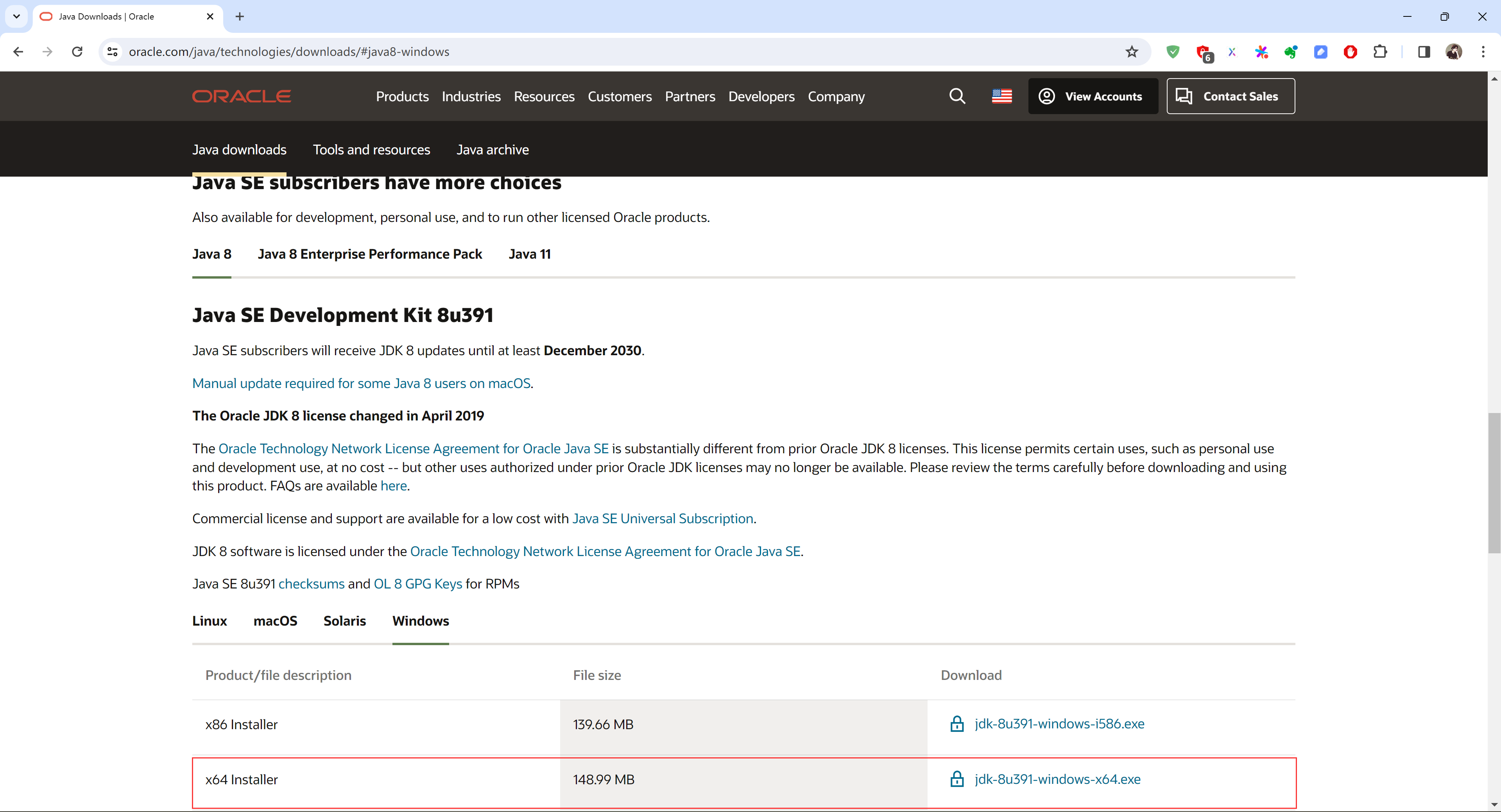 Windows版Java8下载