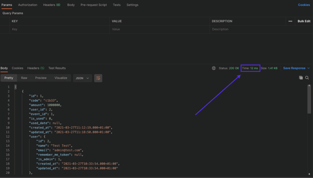 带缓存的Laravel API响应时间