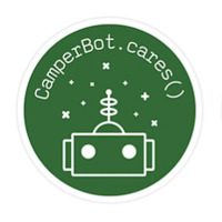 freeCodeCamp sticker that says 'Because CamperBot Cares'