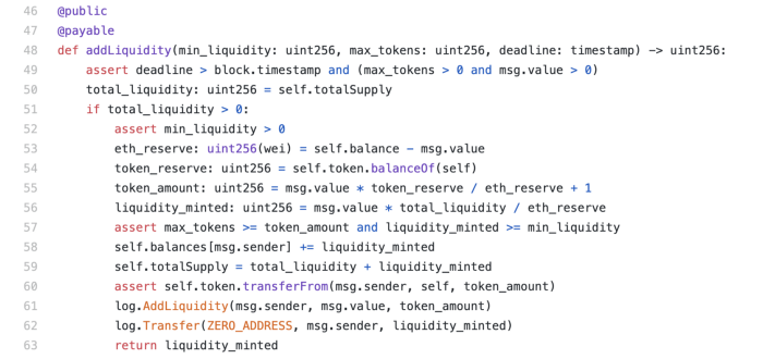 Uniswap 解析：恒定乘积做市商模型Constant Product Market Maker Model 的Vyper 实作