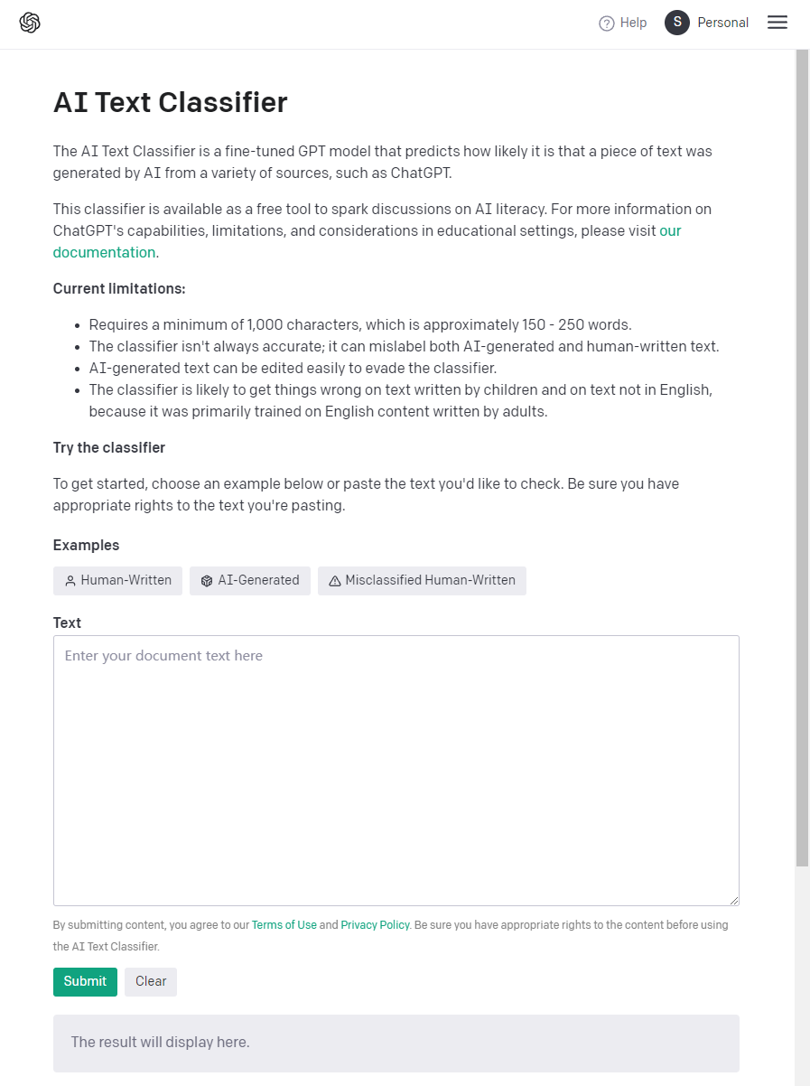 AI Text Classifier，OpenAI自家产品，我检测我自己