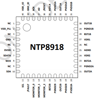 NTP8918(2x15W双通道立体声内置DSP数字功放)