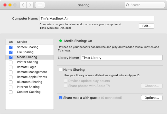 Set Up Media Sharing in macOS Catalina