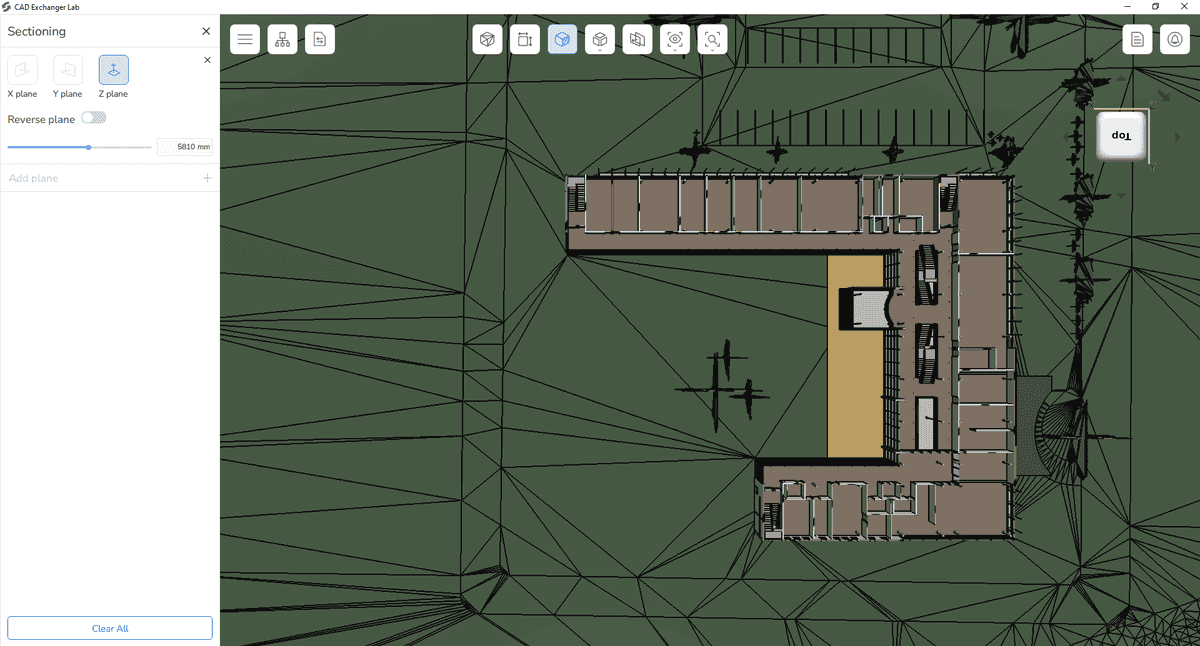 CAD Exchanger Lab 中建筑物的剖面图