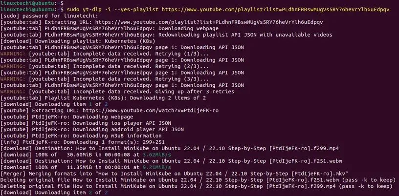 Download-Playlist-Linux-Command-Line-Yt-Dlp