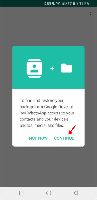Let WhatsApp view your contacts and files