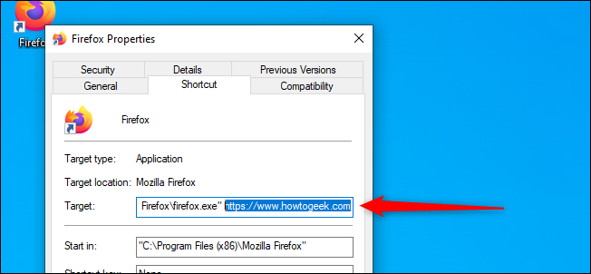 Direct Firefox Shortcut to Specific Website