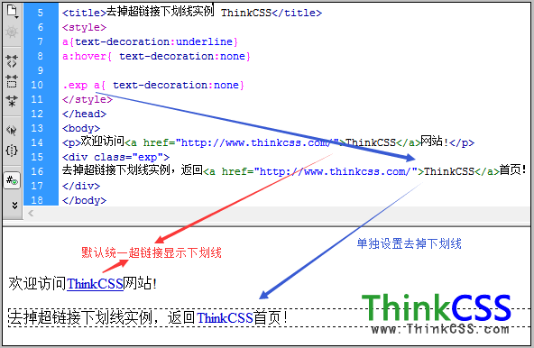 html怎么消除链接字体css去掉超链接下划线