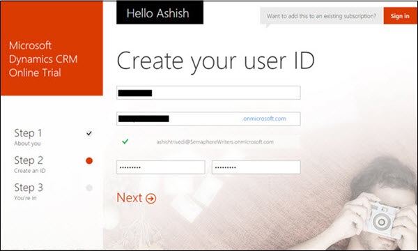 Mscrm在线注册步骤3