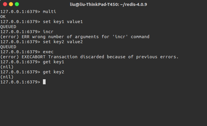 Redis事务遇到命令格式错误