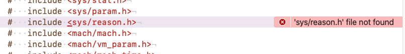'sys/reason.h' file not found