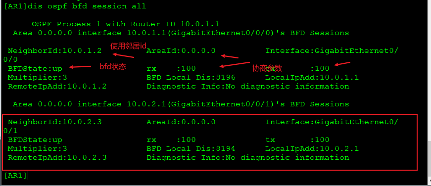 查看OSPF的BFD