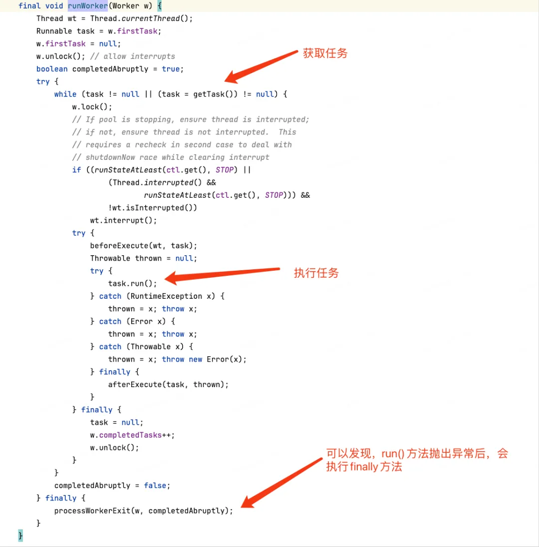 java.util.concurrent.ThreadPoolExecutor#runWorker