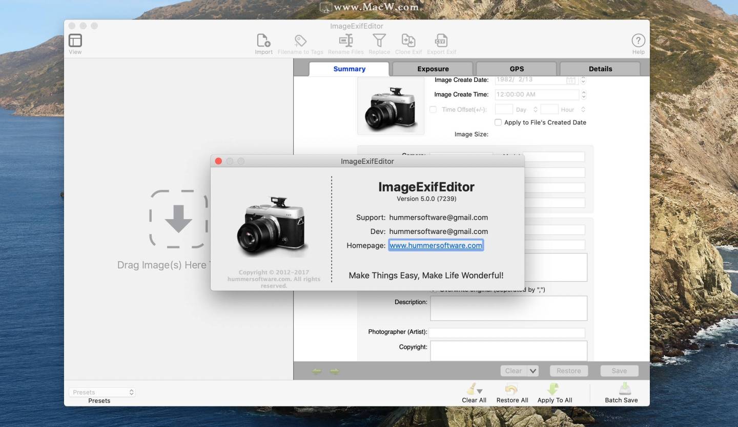 exif信息修改imageexifeditorformac图像exif编辑工具v500版