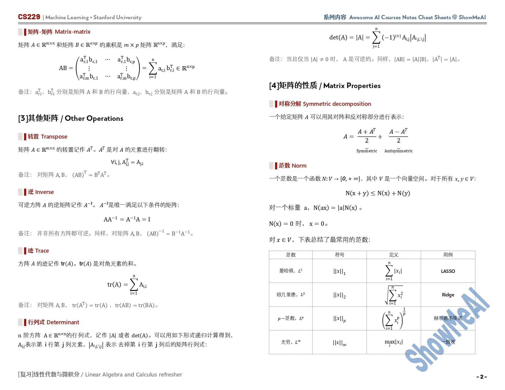AI知识技能速查| 数学基础-线性代数与微积分