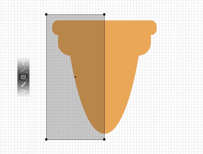 The rectangle covering the left half of the cone