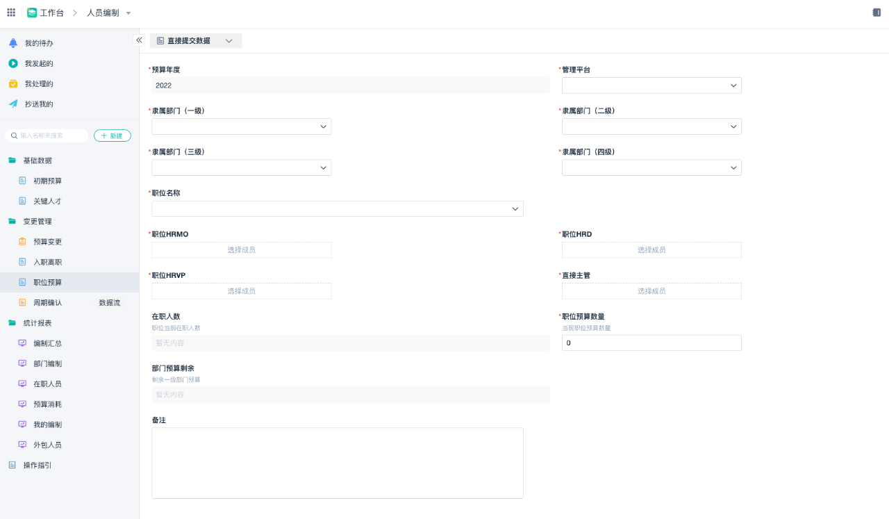 Manpower budgeting system interface