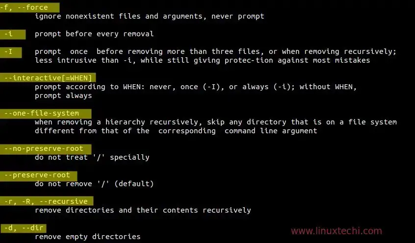 linux-rm-command-options
