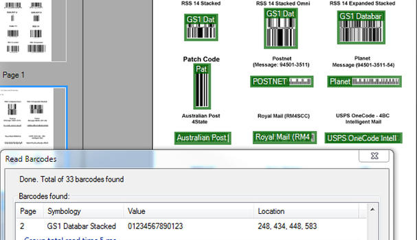 Comprehensive support of over 100 different barcode types.
