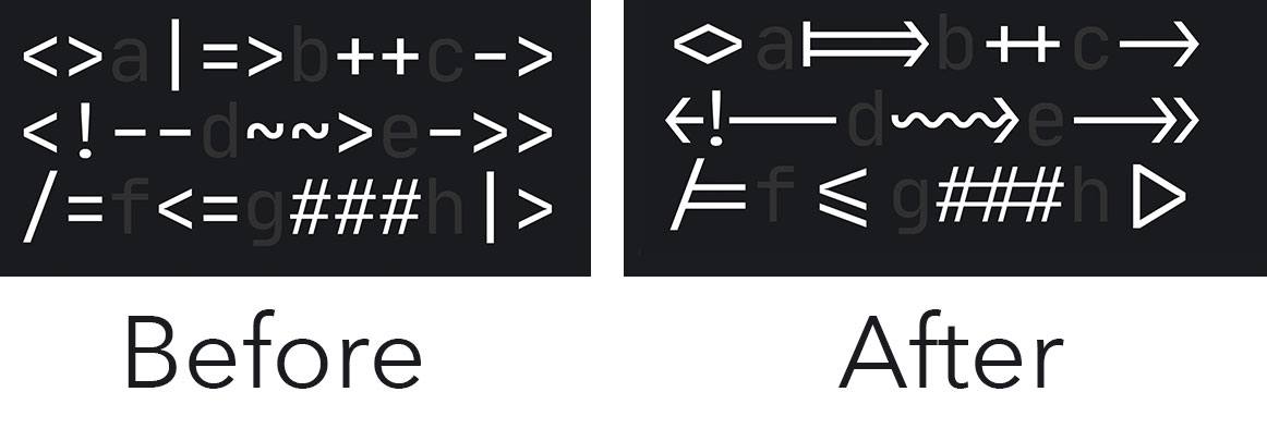 jet brains mono ligatures comparison