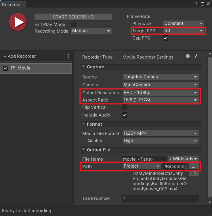 built-in-recorder-export-setting