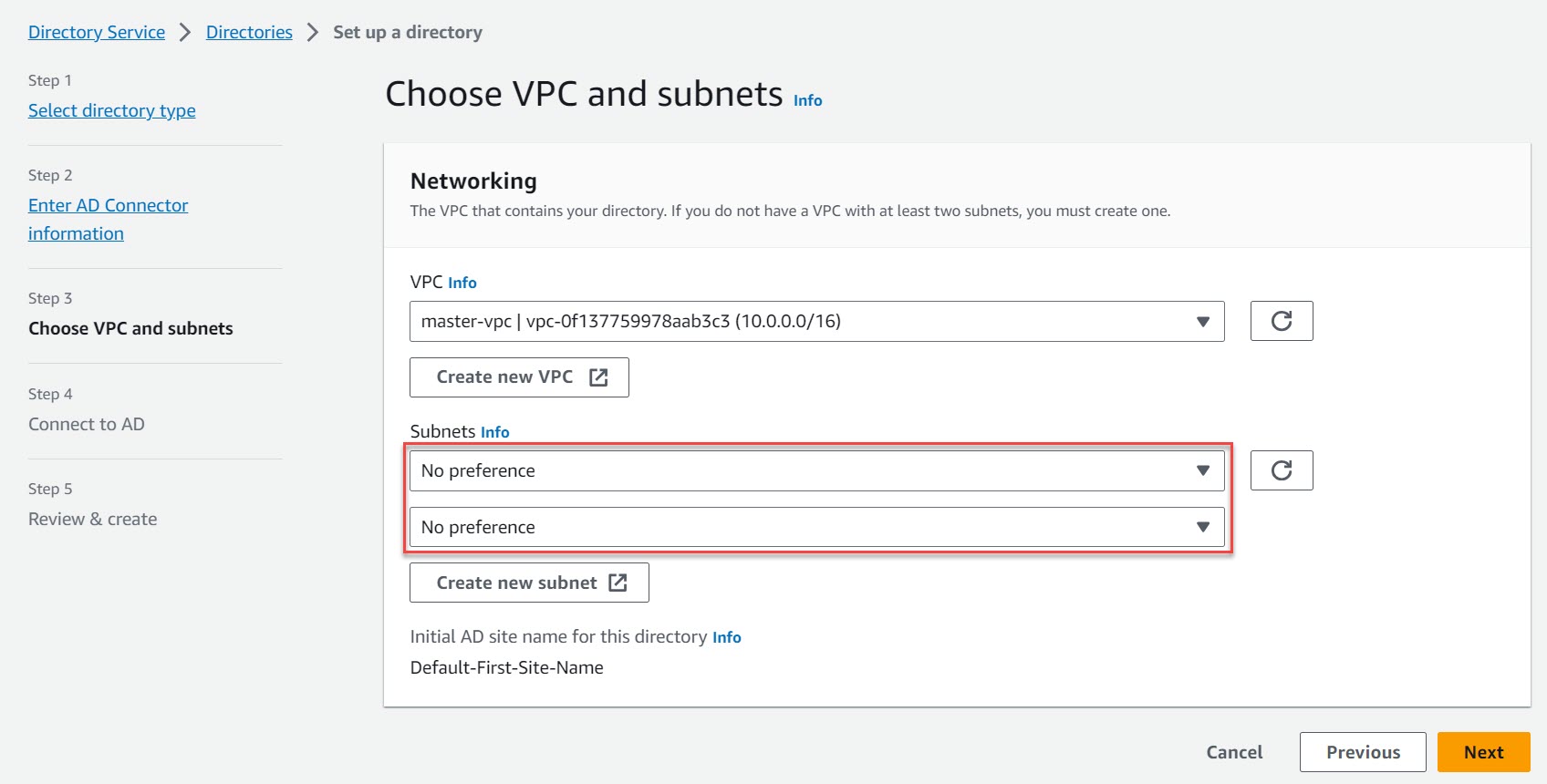 AWS AD Connector 的网络配置