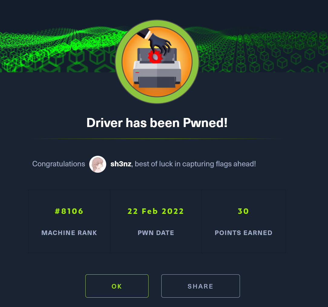 [Hack The Box] HTB—Driver walkthrough