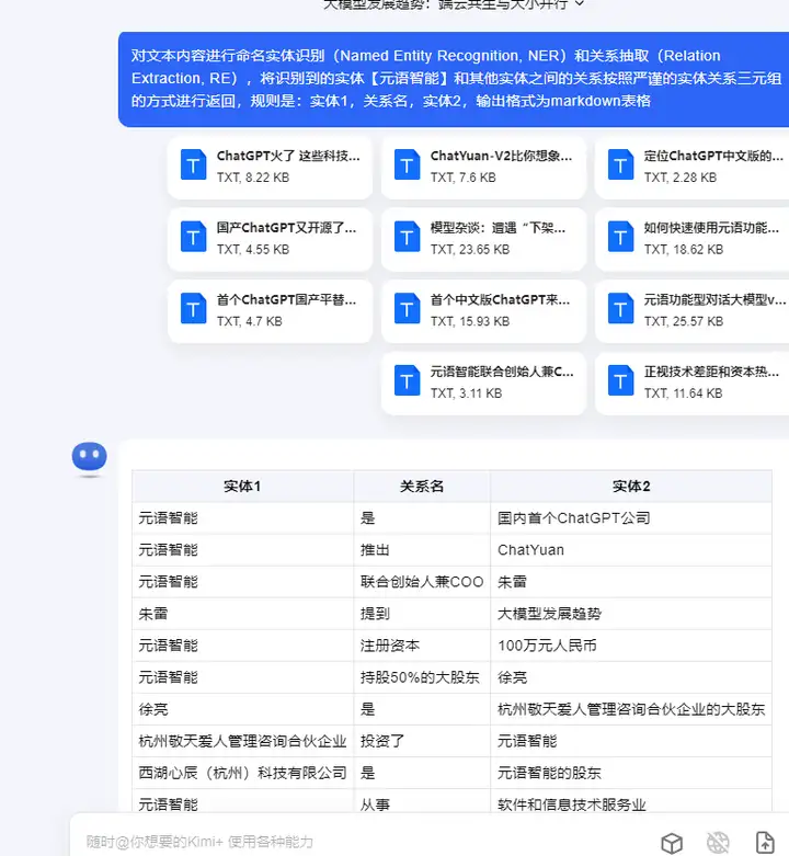 用kimi实现一键实体识别与关系抽取