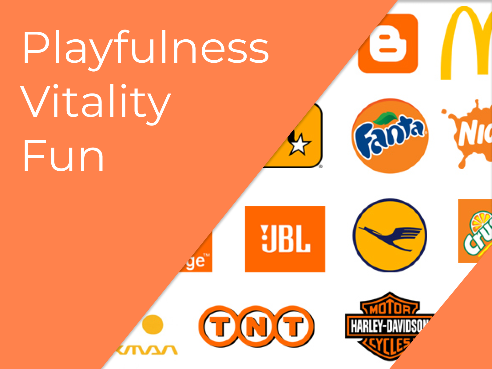 a picture showcasing the color orange, along with popular logos