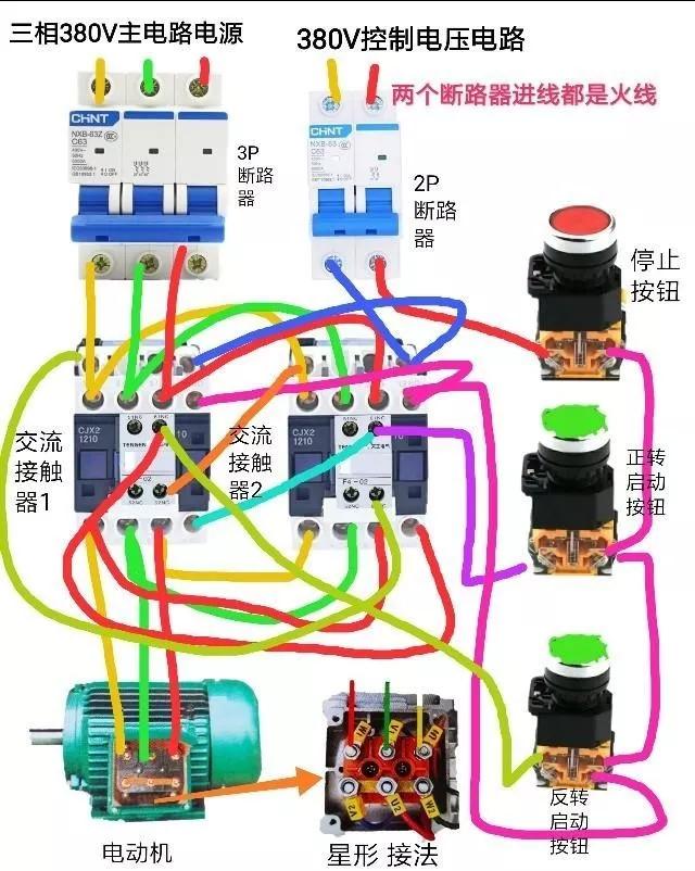 220v正反轉電機接線法_正反轉控制,接觸器互鎖(聯鎖)接線圖